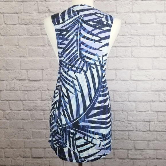Soulcycle blue palm leaf print SOUL sleeveless active top women's size Small - Picture 8 of 9